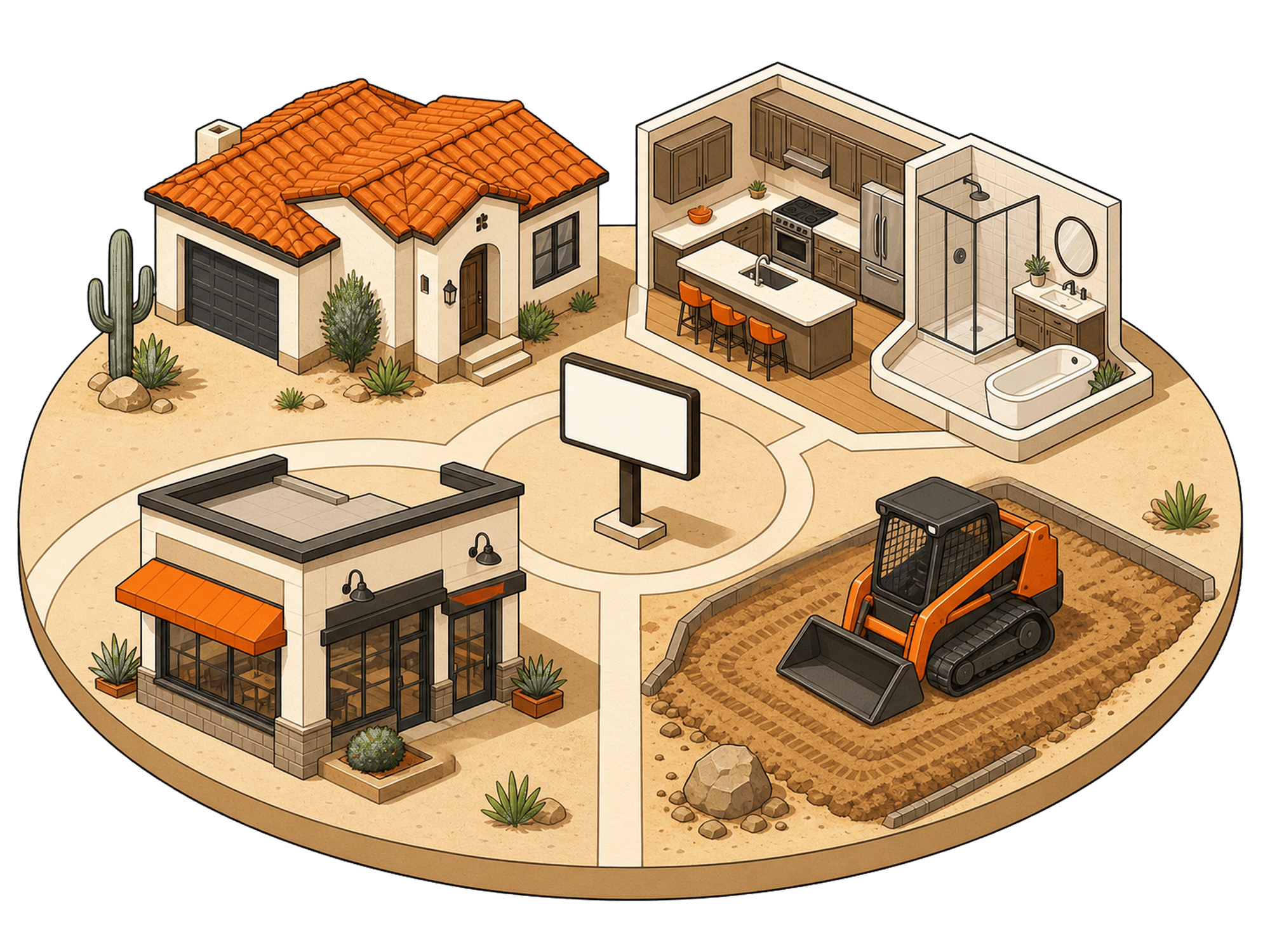 Desert Wolf Developers services — residential, remodel, commercial, and site work